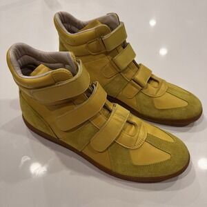 Maison Margiela GAT Yellow Men 13 46 Suede Leather Straps High Top Gum Grail NEW